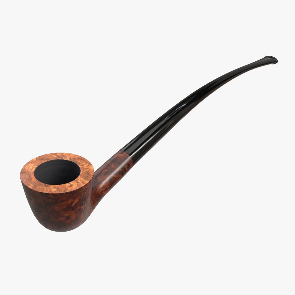 Smoking Pipe Long Briar Wood 04 3D model