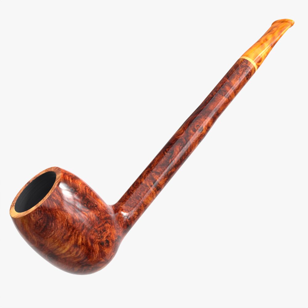 Smoking Pipe Straight Briar Wood 02 3d model