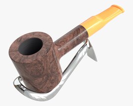 Smoking Pipe Straight Briar Wood 04 3D model