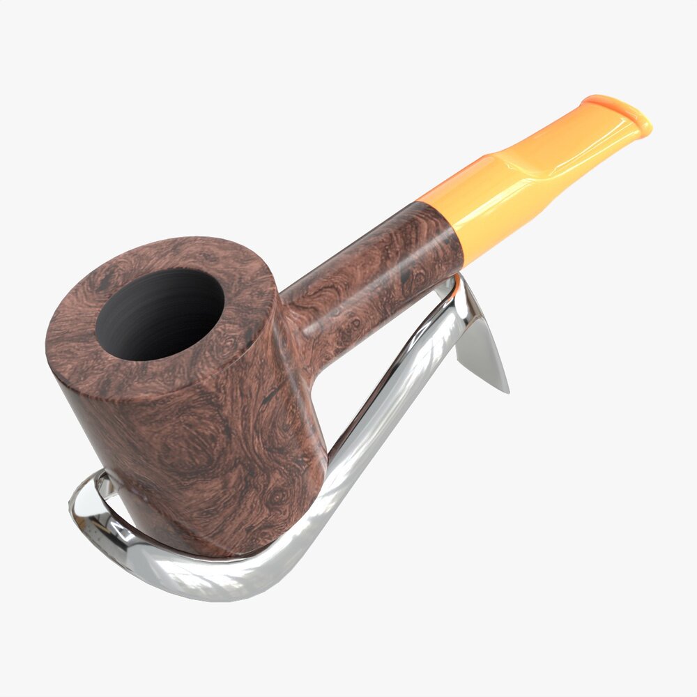 Smoking Pipe Straight Briar Wood 04 3D模型