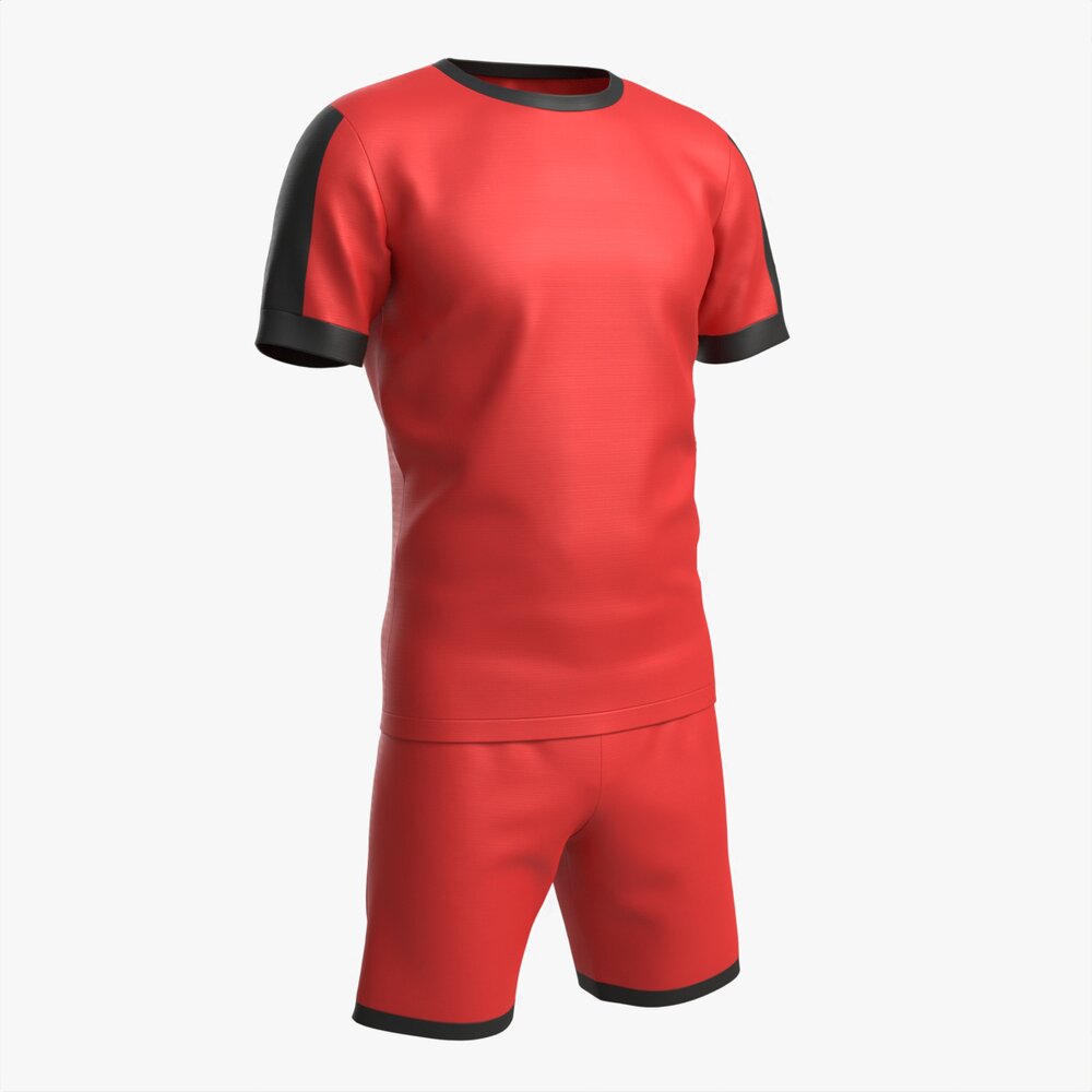 Soccer T-shirt And Shorts Red Modelo 3d