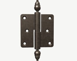 Standard Door Lift Off Butt Hinge With Decorative Endings Brass Coated 3D模型