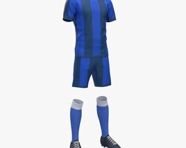 Soccer Uniform With Boots Blue Stripes 3D模型