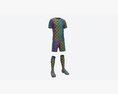 Soccer Uniform With Boots Blue Stripes 3D-Modell