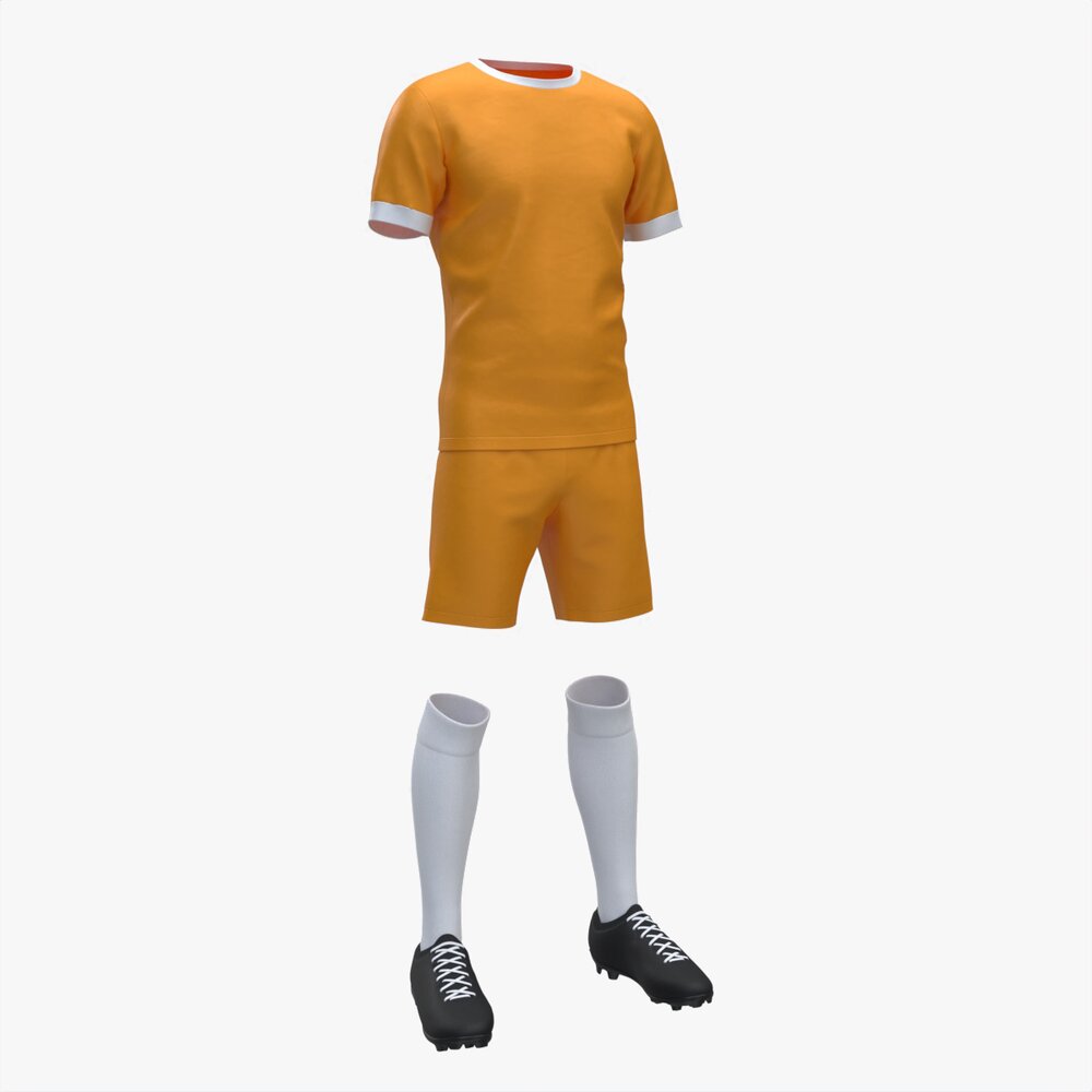 Soccer Uniform With Boots Yellow 3D 모델 