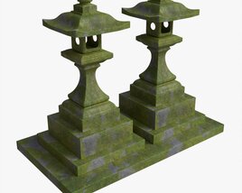 Stone Moss Temple Lantern Modèle 3D