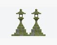 Stone Moss Temple Lantern 3Dモデル