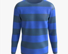Sweatshirt For Men Mockup 01 Blue With Stripes Modèle 3D