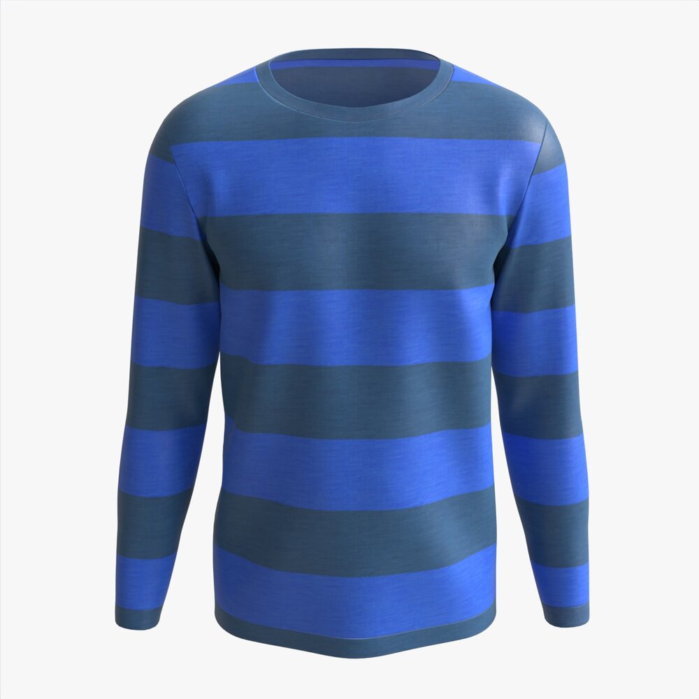 Sweatshirt For Men Mockup 01 Blue With Stripes Modelo 3D