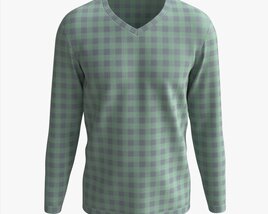 Sweatshirt For Men Mockup 02 Green Square Pattern Modèle 3D