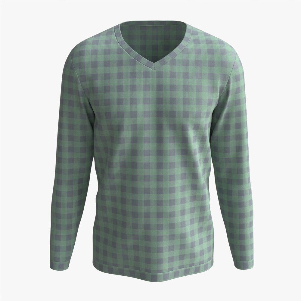 Sweatshirt For Men Mockup 02 Green Square Pattern 3D модель