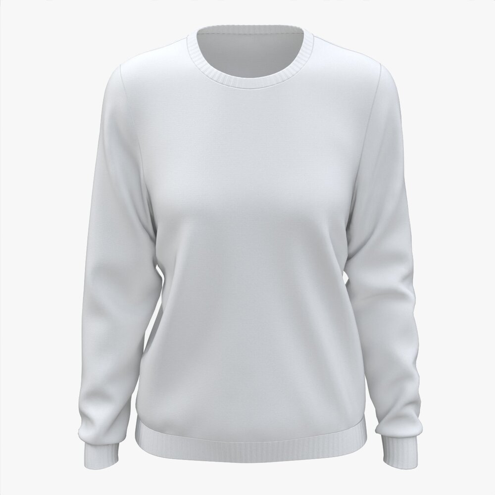 Sweatshirt For Women Mockup 01 White Modelo 3d
