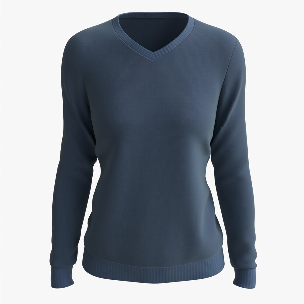Sweatshirt For Women Mockup 02 Blue Modello 3D