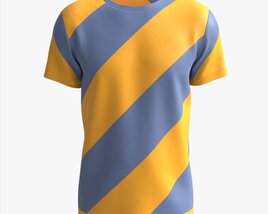 T-shirt For Men Mockup 01 Yellow Blue Stripes Modèle 3D