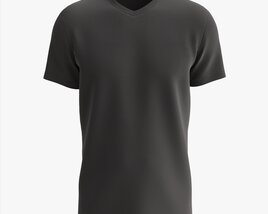 T-shirt For Men Mockup 02 Cotton Black Modèle 3D
