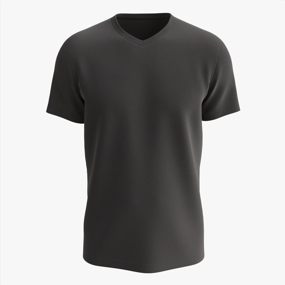 T-shirt For Men Mockup 02 Cotton Black Modèle 3D