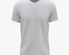 T-shirt For Men Mockup 02 Cotton White Modelo 3d
