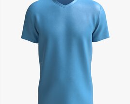 T-shirt For Men Mockup 02 Velvet Blue 3D 모델 
