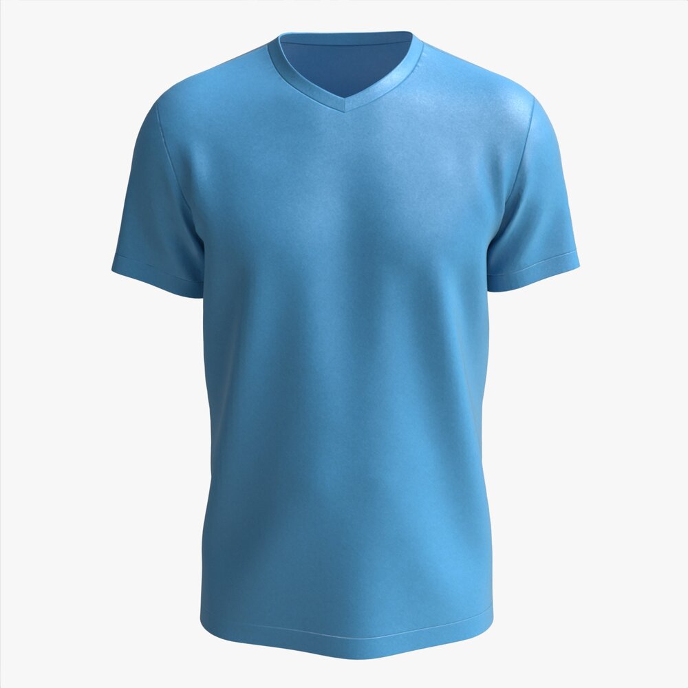 T-shirt For Men Mockup 02 Velvet Blue Modèle 3D