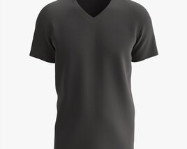 T-shirt For Men Mockup 03 Cotton Black Modelo 3d