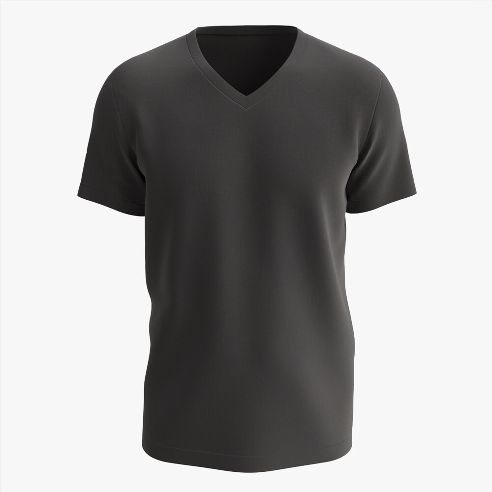 T-shirt For Men Mockup 03 Cotton Black Modèle 3D