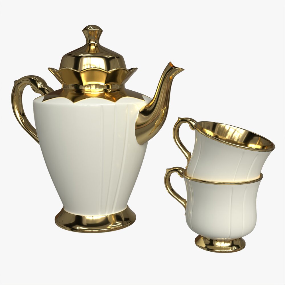 Teapot And Cups Modèle 3D