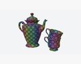 Teapot And Cups Modelo 3D