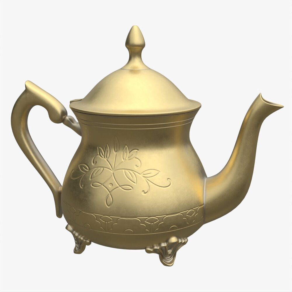 Vintage Brass Teapot 3D 모델 