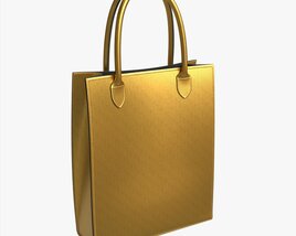 Women Leather Golden Tote Bag Modèle 3D