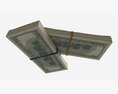 American Dollar Bundles Tied With Rubbers 3d model