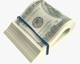 American Dollars Folded And Tied 01 3D model