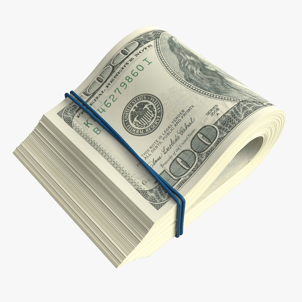 American Dollars Folded And Tied 01 Modello 3D