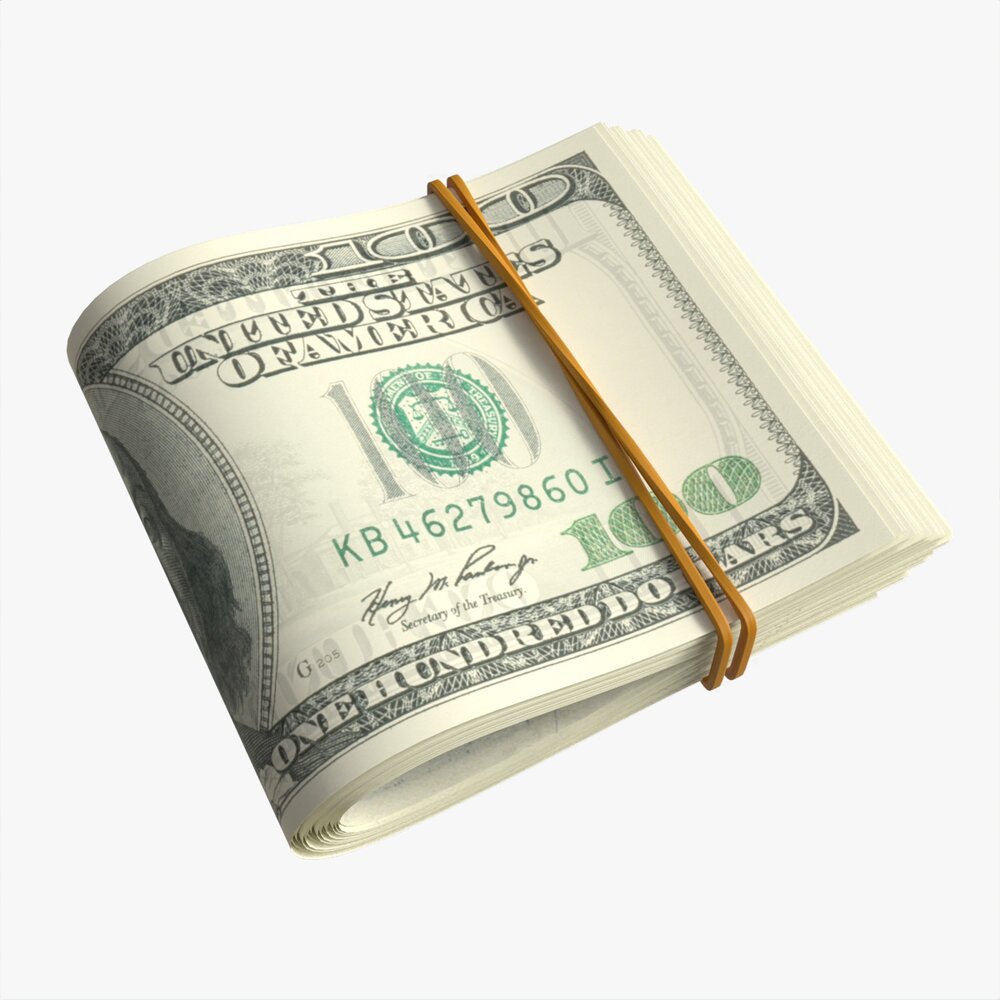 American Dollars Folded And Tied 02 3D model