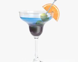 Margarita Glass With Olives And Orange Slice 3D model