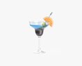 Margarita Glass With Olives And Orange Slice 3D модель