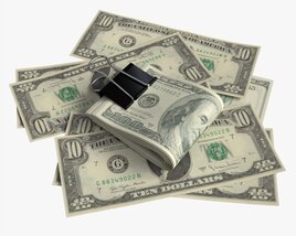 American Dollars Folded With Clip 02 3D model