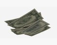 American Dollars Folded With Clip 02 3D модель