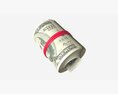 American Dollars Roll Tied With Rubbers 3d model