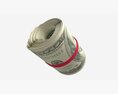 American Dollars Roll Tied With Rubbers 3d model