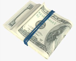 American Dollar Stack Tied With Rubber 3D model