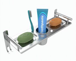 Bathroom Metal Soap Toothbrush Towel Shelf 3D 모델 
