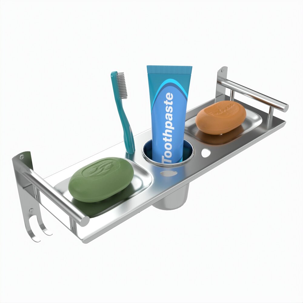 Bathroom Metal Soap Toothbrush Towel Shelf 3D模型