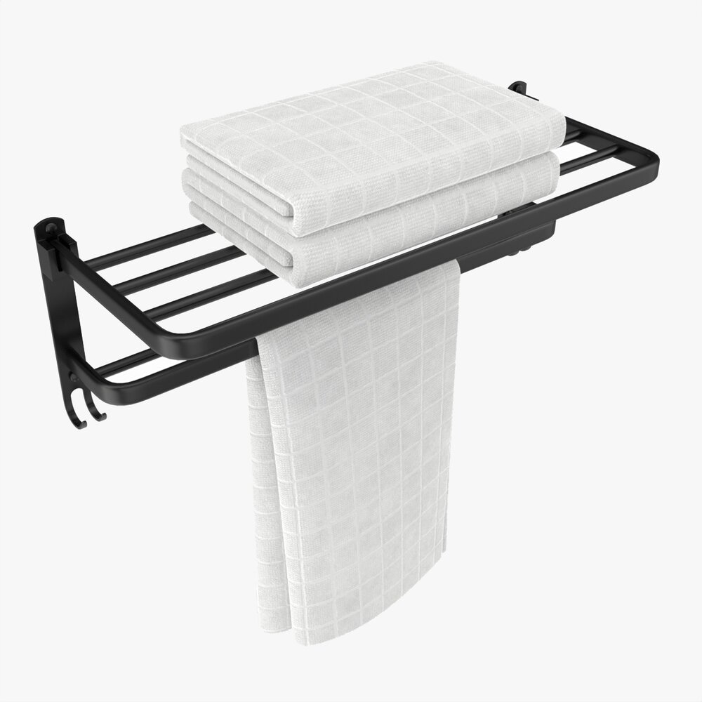 Bathroom Towel Rail Rack With Towels Modèle 3d