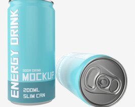 Beverage Slim Can 200ml Mockup Modello 3D