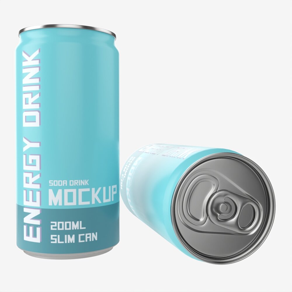 Beverage Slim Can 200ml Mockup Modello 3D