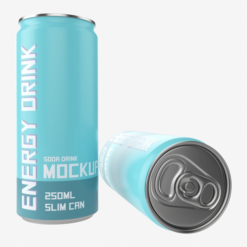 Beverage Slim Can 250ml Mockup Modello 3D