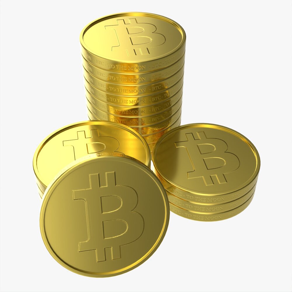 Bitcoin Coin Stack Modello 3D