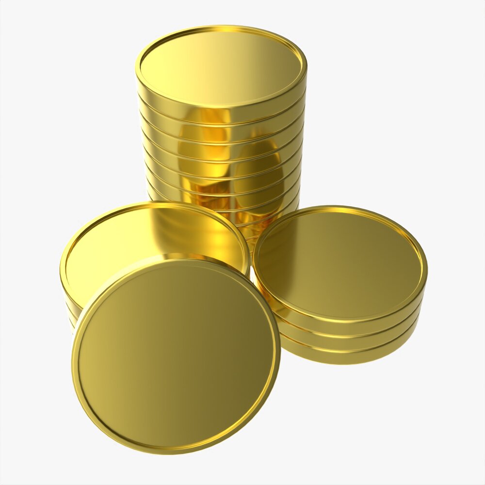 Blank Coin Stack 3D 모델 