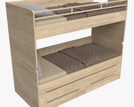 Bunk Bed For Children With Storage 3D模型