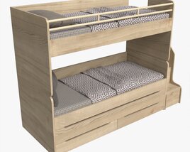 Bunk Bed For Children With Storage And Boxes 3D model